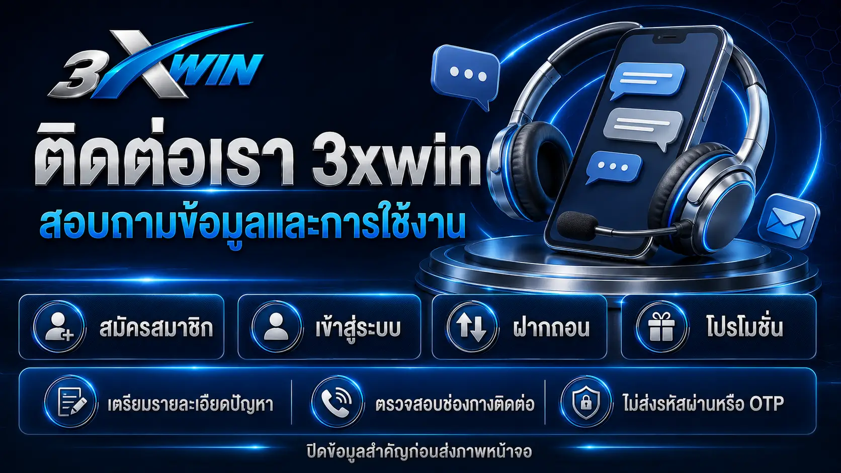 3xwin สอบถามข้อมูลการใช้งานและบัญชีสมาชิก